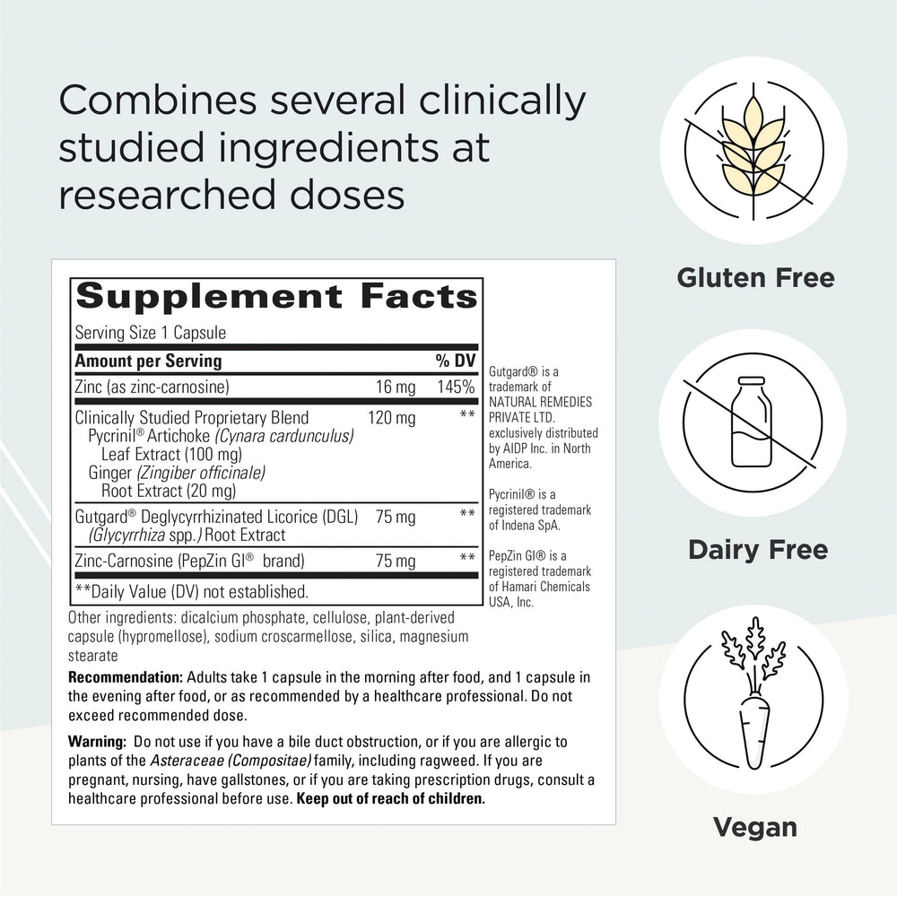 Integrative Therapeutics Heartburn Advantage capsules ready for daily use.