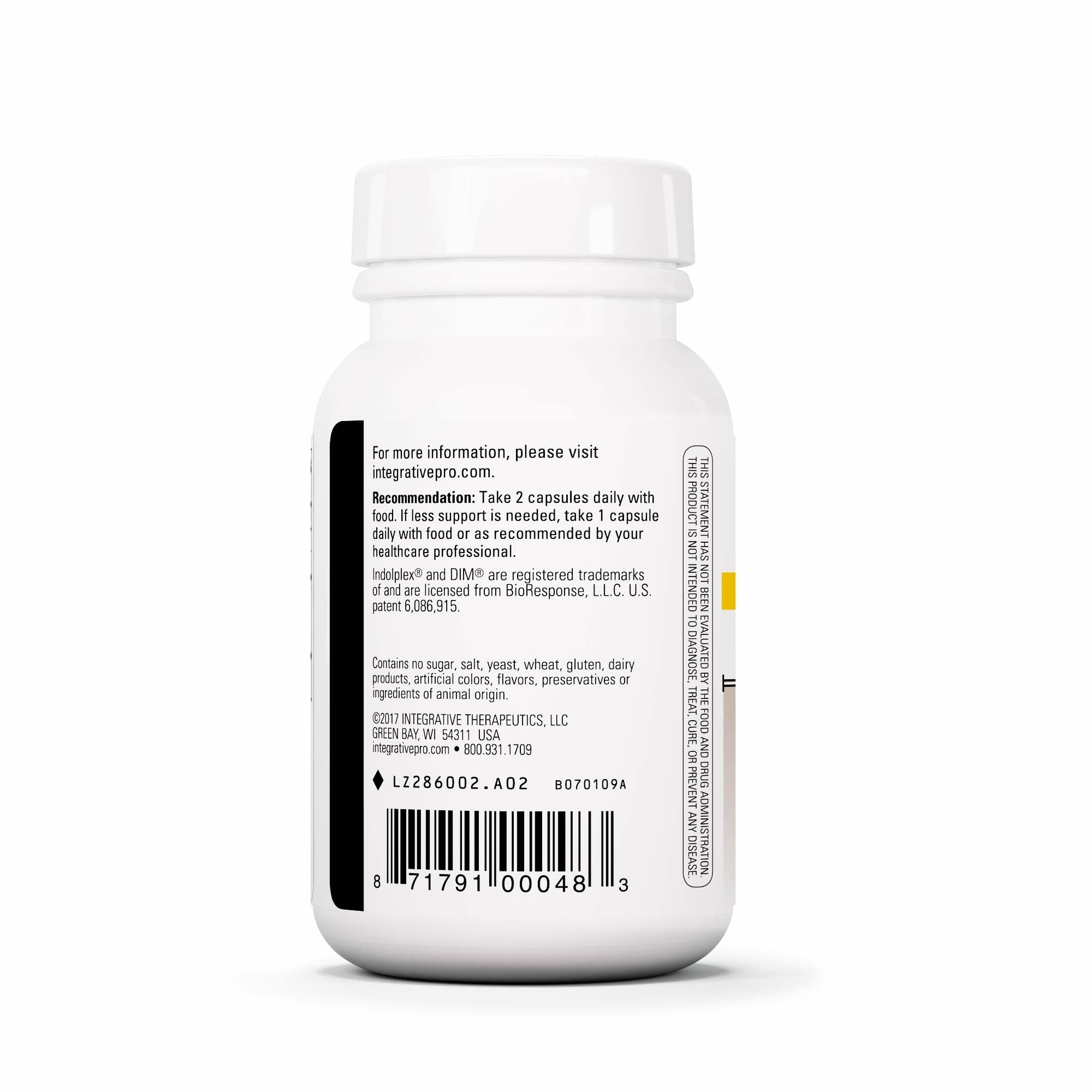 Indolplex label detail highlights BR-DIM and gluten-free, dairy-free formulation
