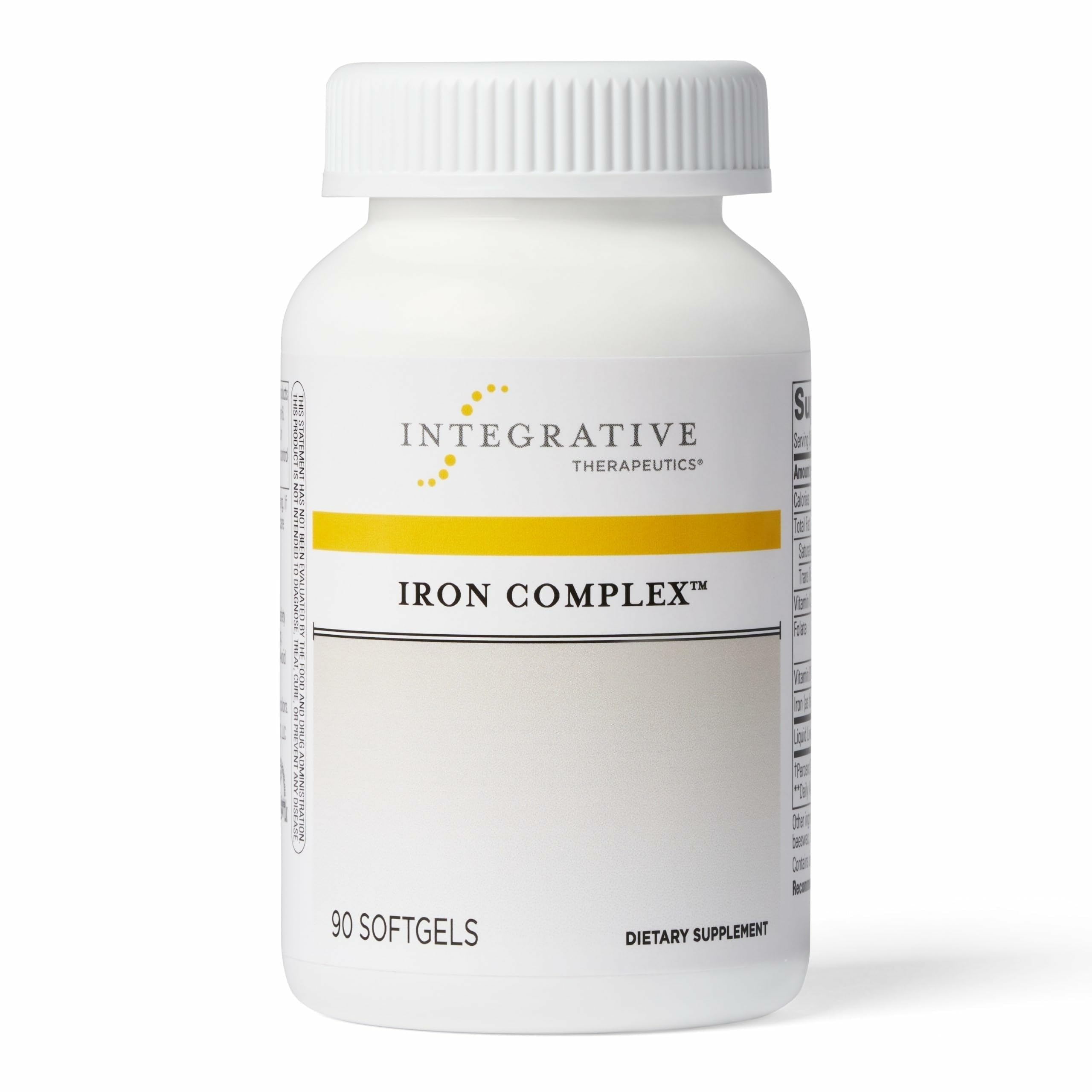 Integrative Therapeutics Iron Complex bottle front showing gluten-free, dairy-free formulation for daily wellness.