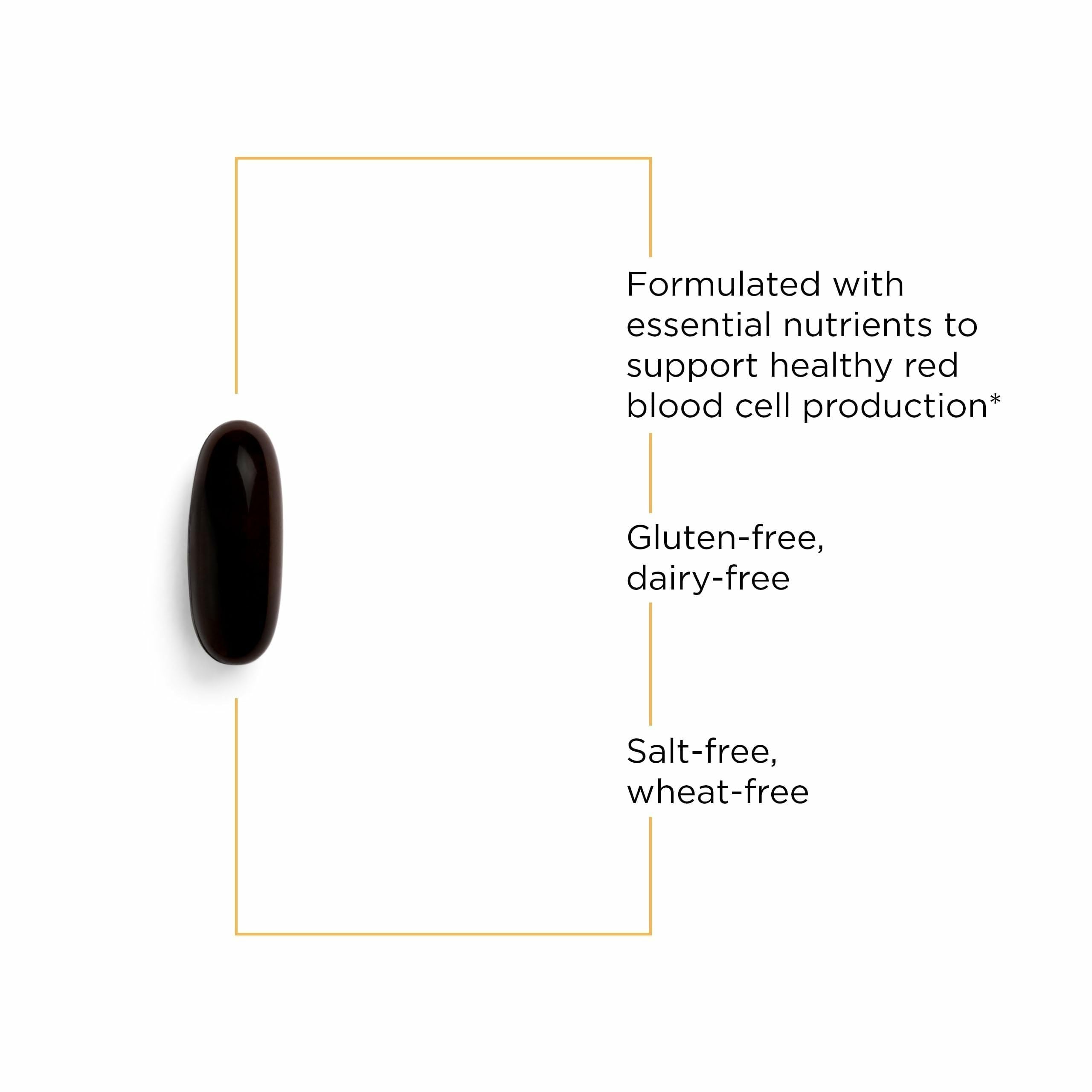 Integrative Therapeutics Iron Complex label nutrition details highlighting vitamin C and B12.