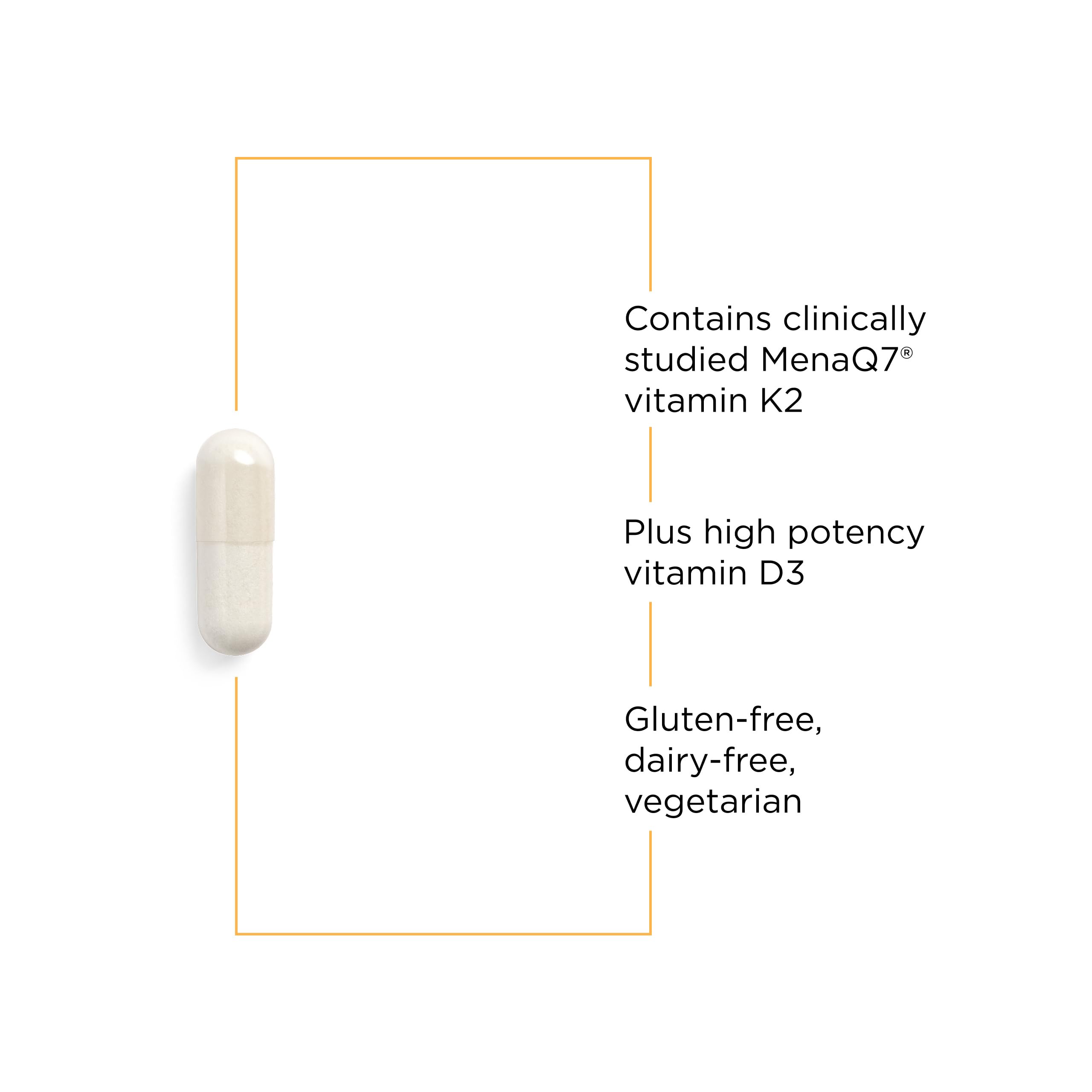 Integrative Therapeutics K2+D3 ingredients panel showing vegan formula