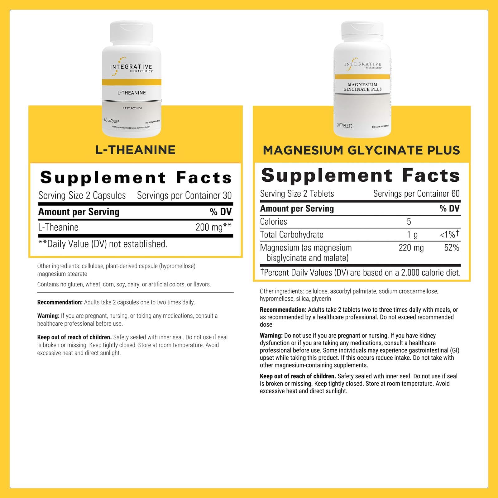 Integrative Therapeutics L-Theanine capsules for relaxed focus throughout the day