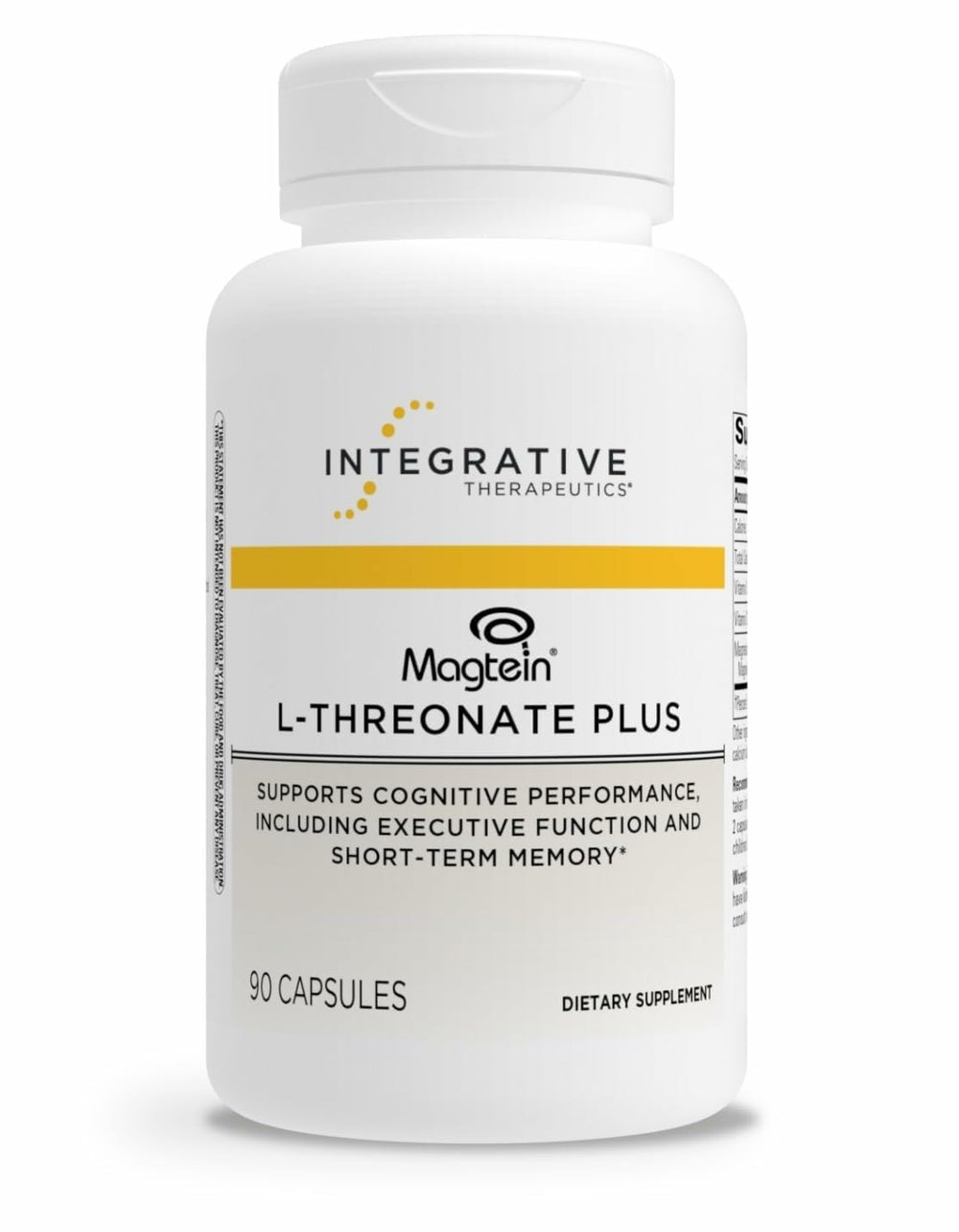Integrative Therapeutics Magtein L-Threonate Plus bottle for daily cognitive support and magnesium intake.