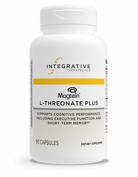 Integrative Therapeutics Magtein L-Threonate Plus bottle for daily cognitive support and magnesium intake.