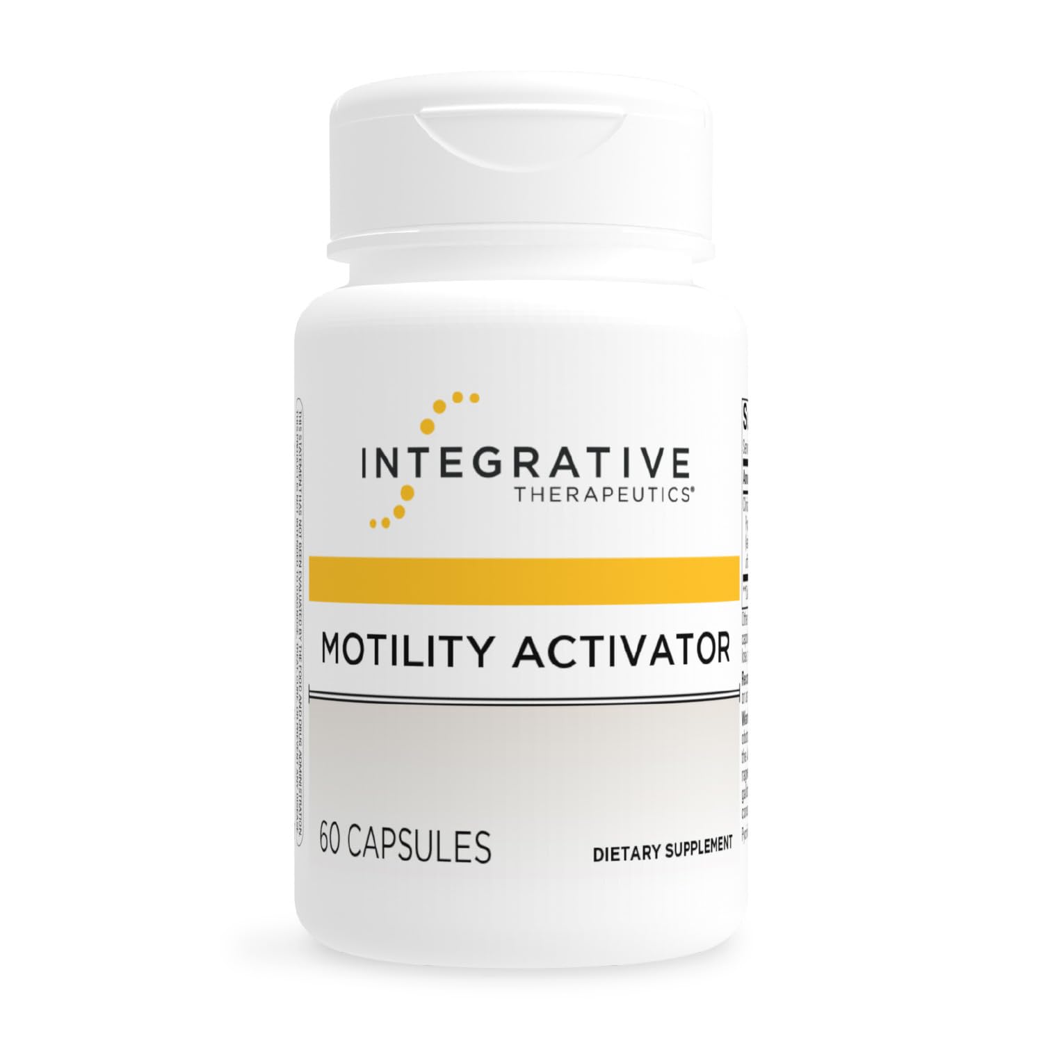 Integrative Therapeutics Motility Activator bottle front shows gluten-free gut support