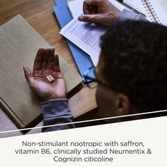 Neurologix bottle being poured, convenient daily dosage