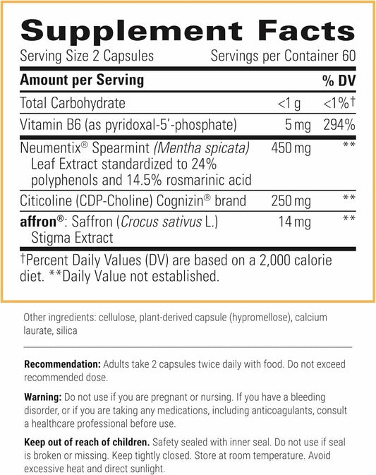 Neurologix capsules closeup reveals vegan, gluten-free daily memory support.