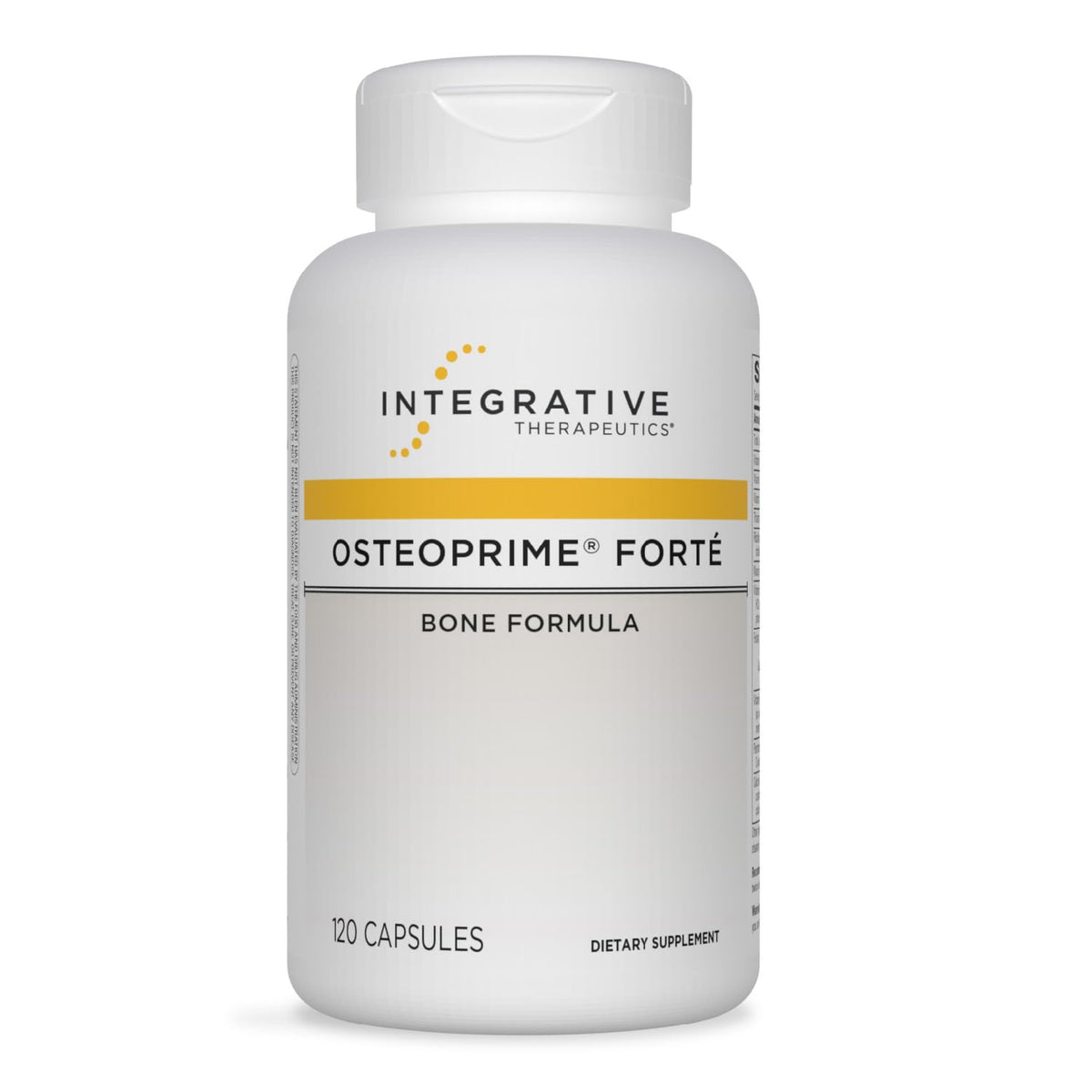 Integrative Therapeutics Osteoprime Forte bottle signals bone health support.