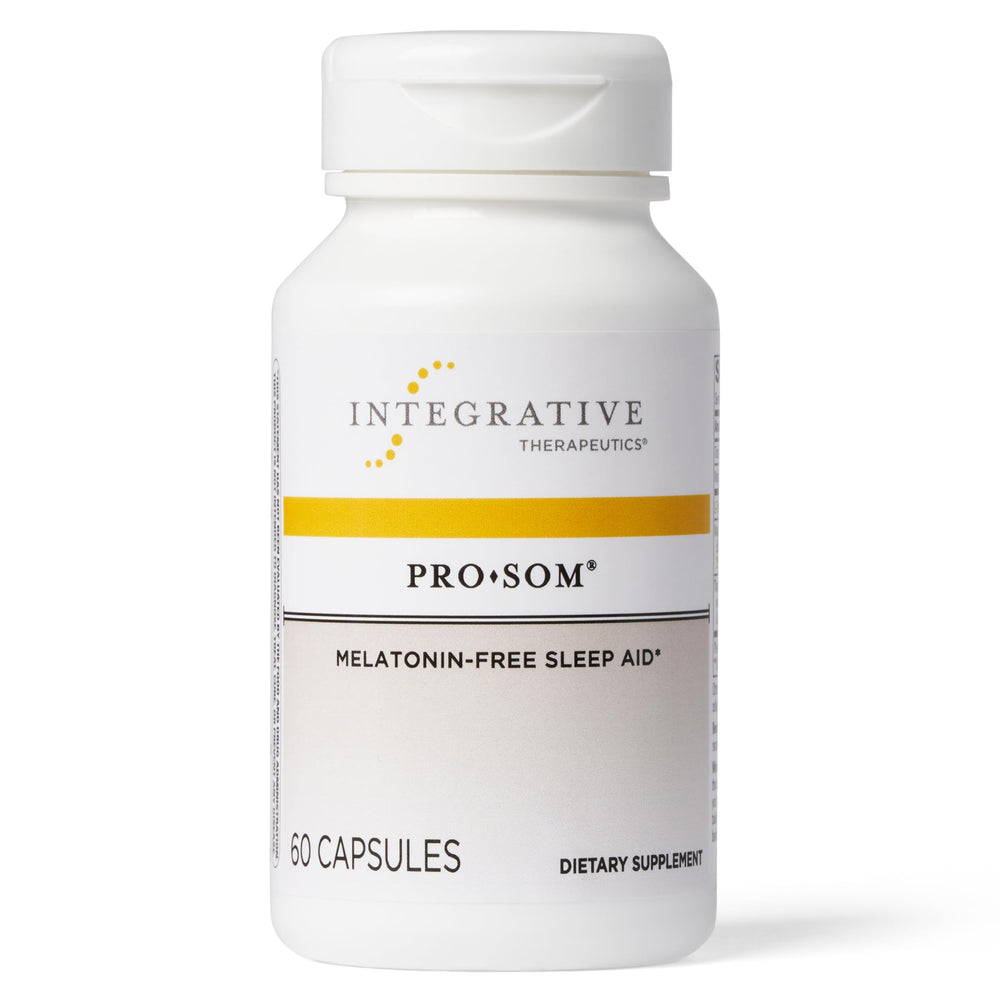 Integrative Therapeutics Pro-Som bottle front highlighting melatonin-free sleep support.