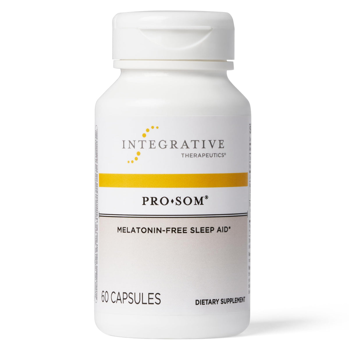 Integrative Therapeutics Pro-Som bottle front highlighting melatonin-free sleep support.