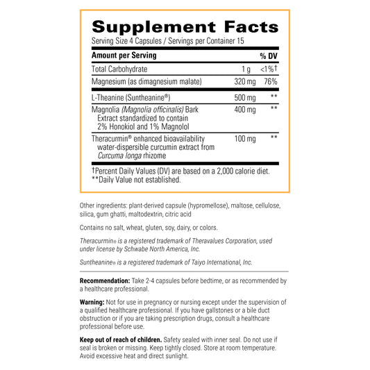 Integrative Therapeutics Pro-Som bottle label showing magnesium, theanine, and curcumin blend.