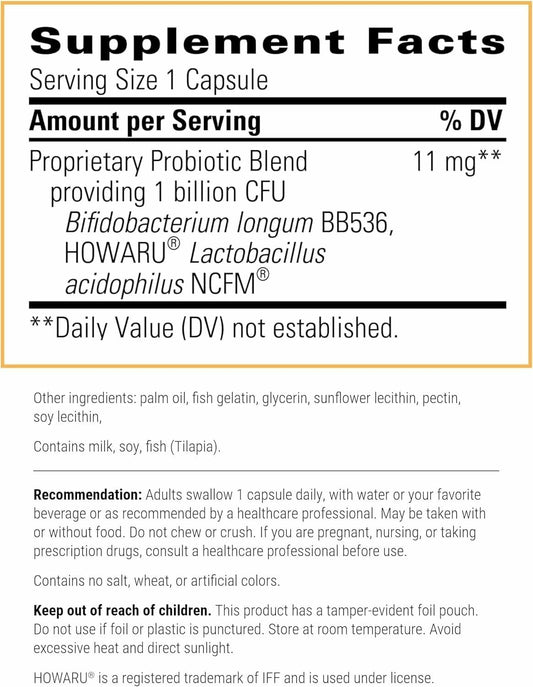 Integrative Therapeutics Probiotic Pearls capsules close-up highlights easy daily use.