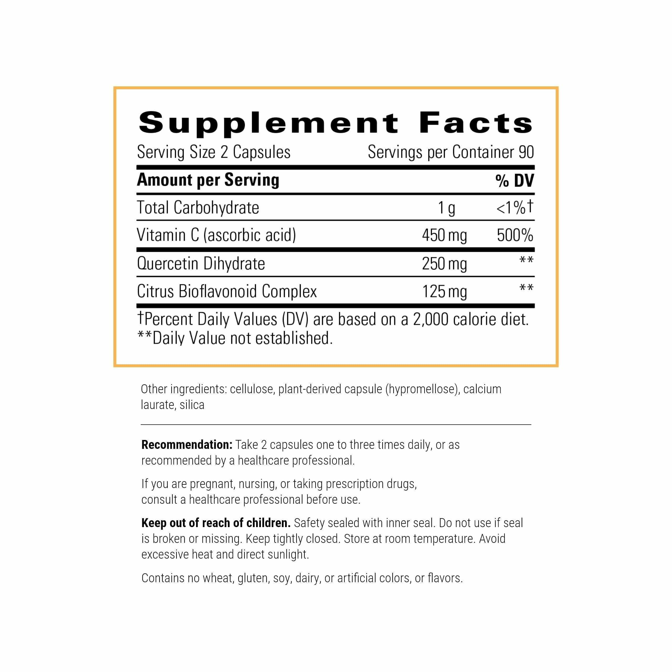 Integrative Therapeutics Vitamin C with Quercetin capsules for daily immune support.