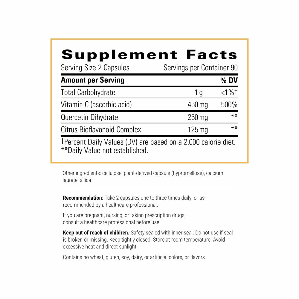 Integrative Therapeutics Vitamin C with Quercetin capsules for daily immune support.