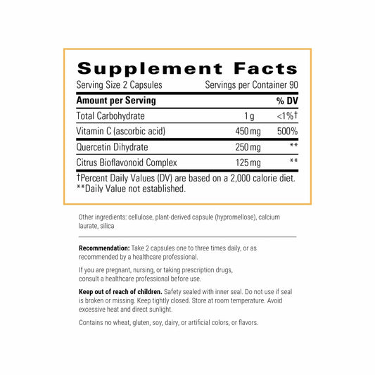 Integrative Therapeutics Vitamin C with Quercetin capsules for daily immune support.