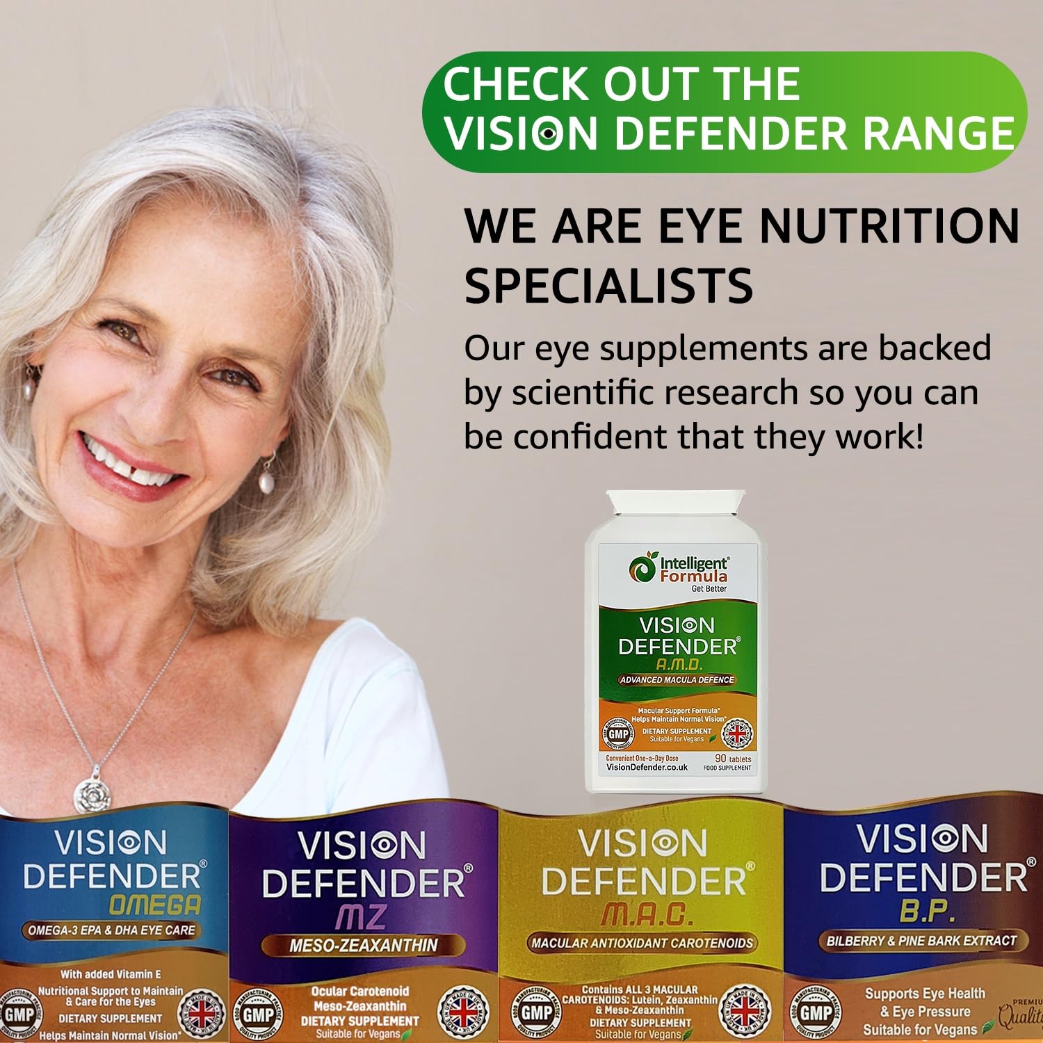 Vision Defender bottle with glass of water for easy daily intake