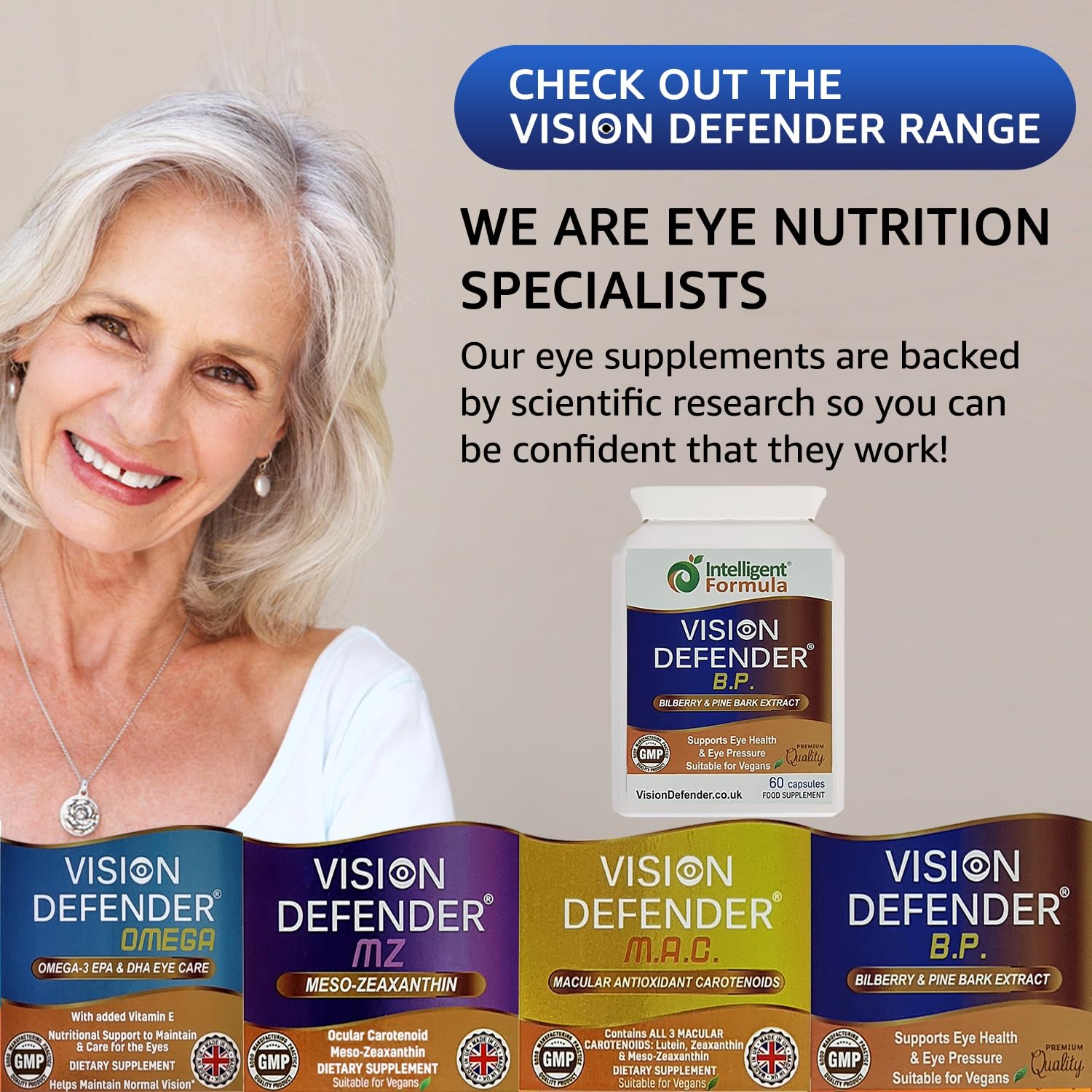 Vision Defender BP vegan-friendly capsules suitable for vegans.
