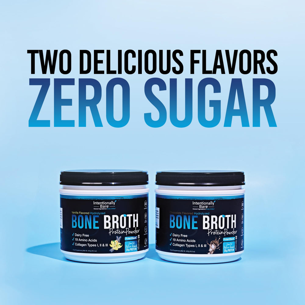 Creamy vanilla shake with Intentionally Bare broth protein