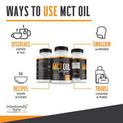 Intentionally Bare MCT capsules close-up showing capsule form.