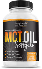 Intentionally Bare MCT Oil Capsules pack front, keto-friendly daily supplement.