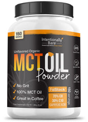 Intentionally Bare MCT Oil Powder being poured into a cup for energy