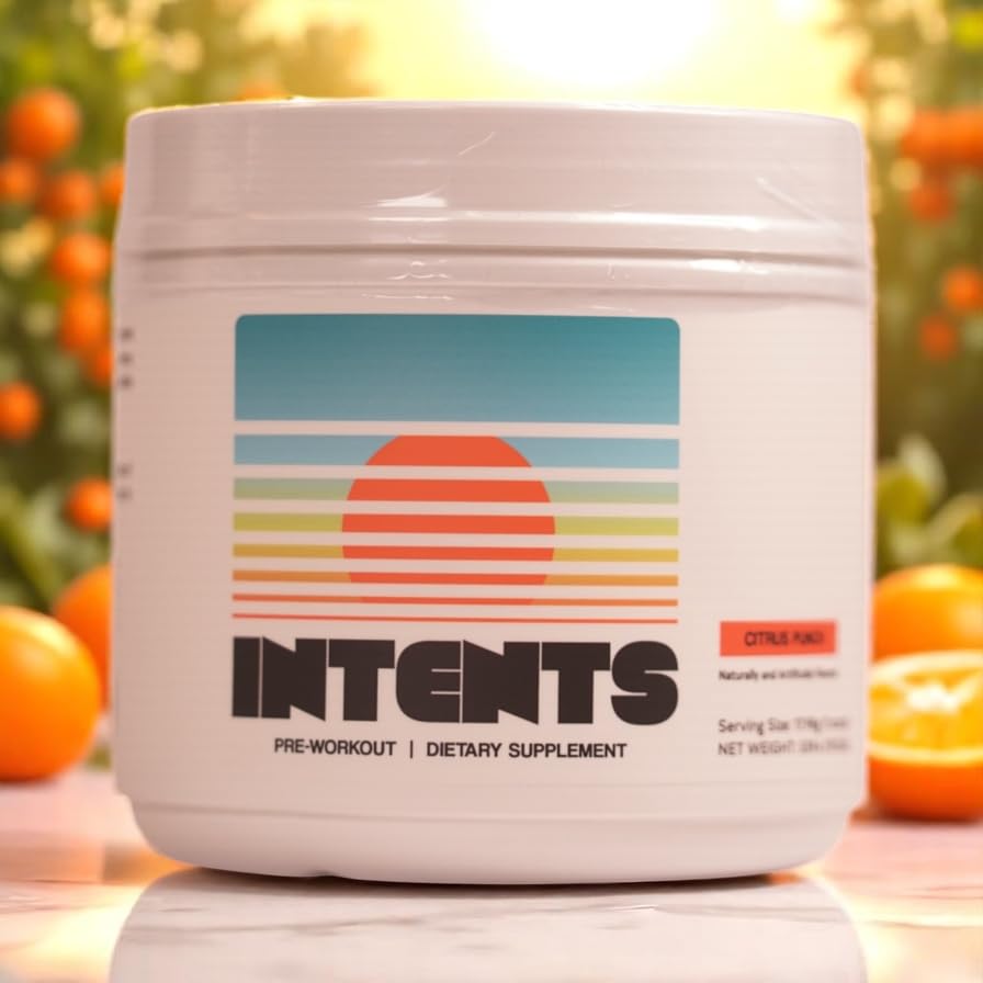 Intents Nutrition Pre Workout bottle shows stimulant-free energy support