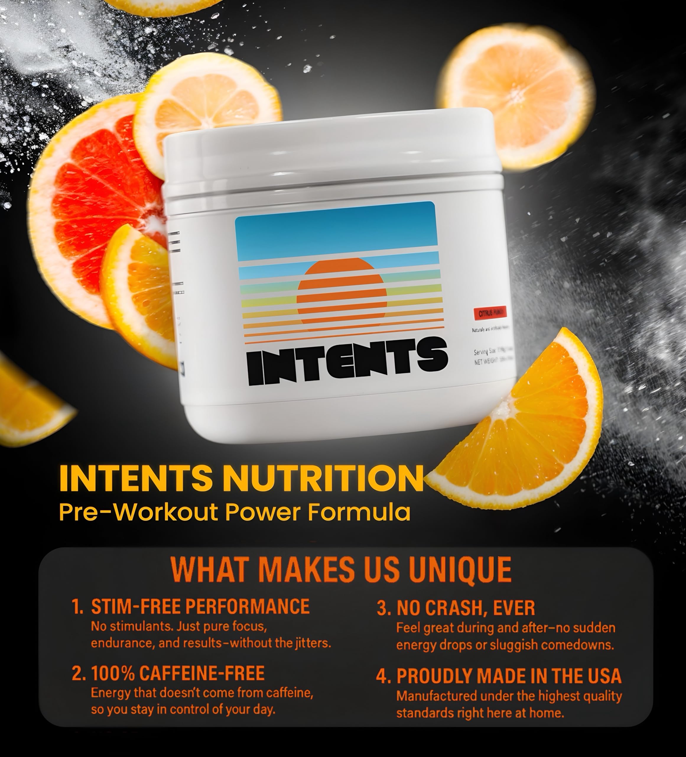 Intents Nutrition Pre Workout powder ready for smooth mixing