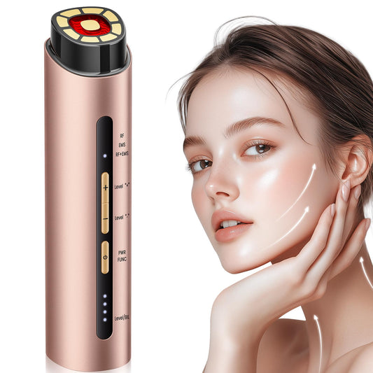 INTEO microcurrent facial device in gold for at-home lifting and glow