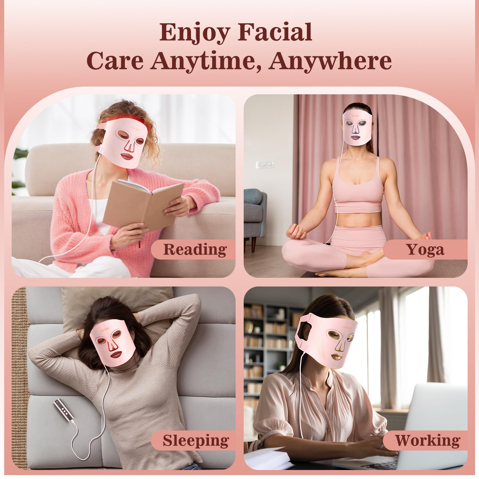 INTEO red light mask easy-clean silicone surface after use