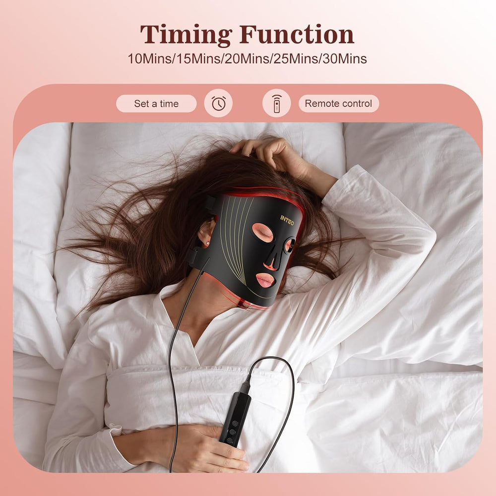 INTEO red light mask energy coverage reaching facial skin.