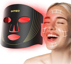 INTEO red light mask close-up showing 180 LED beads for at-home skincare.