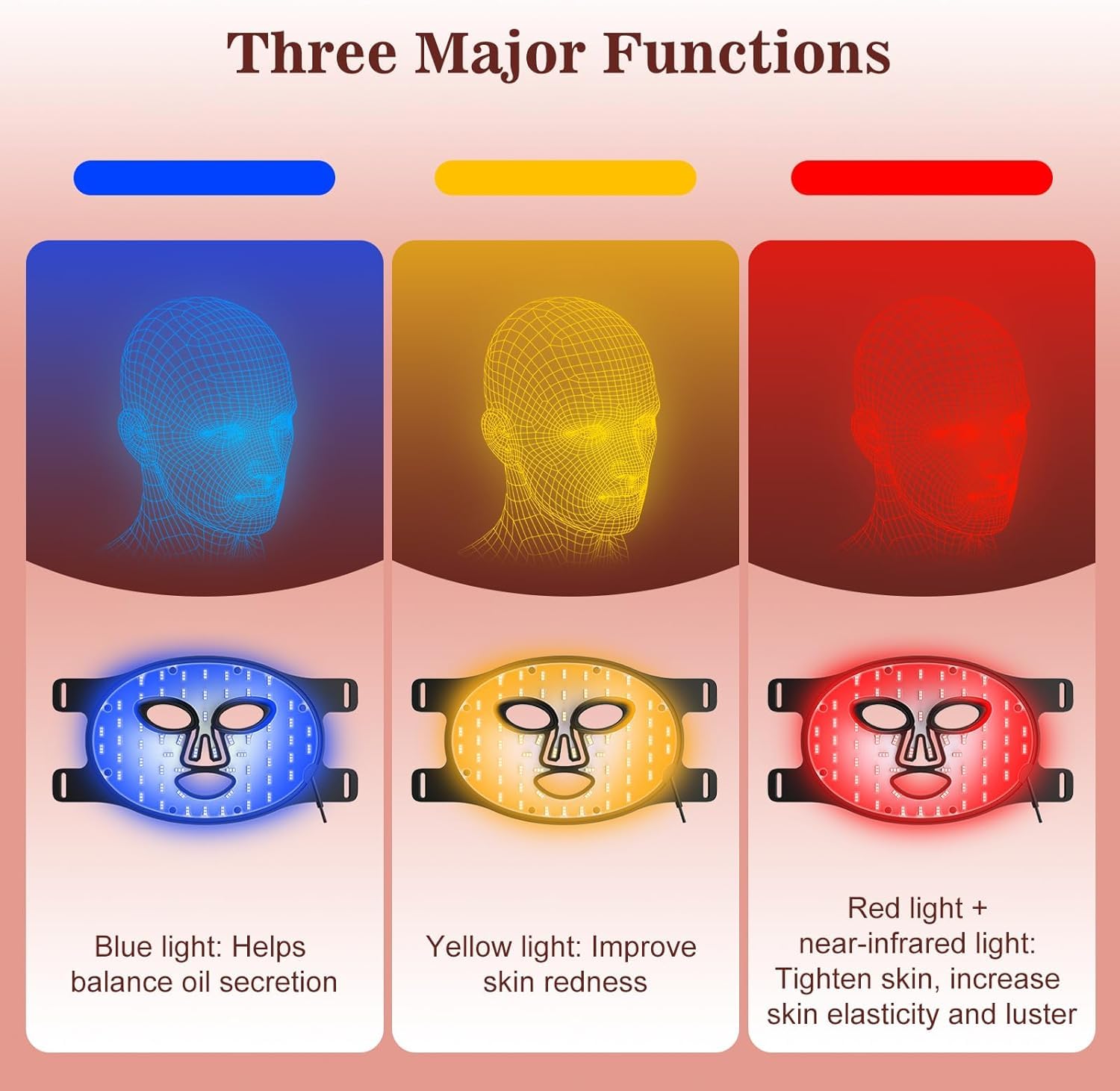 INTEO red light mask travel-ready with soft silicone.