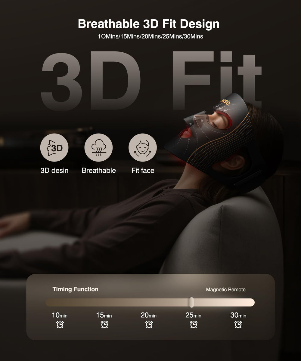 INTEO red light therapy mask 3D fit nose space for breathable wear