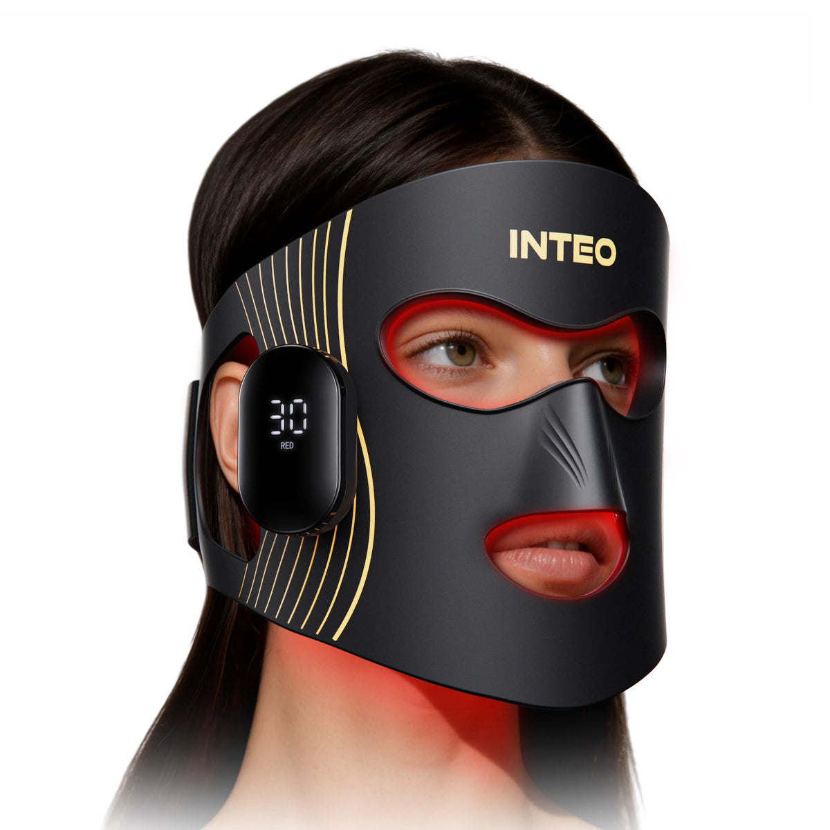 INTEO red light therapy mask front view for home use and skin glow
