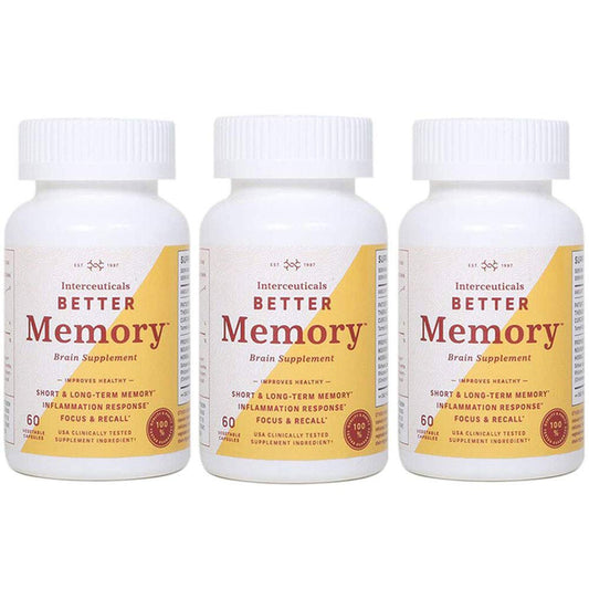 Interceuticals Better Memory bottle front view, Theracurmin 90 mg formula for focus support