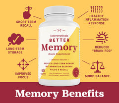 Interceuticals Better Memory pills closeup highlighting high absorption profile for improved daily focus
