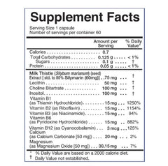 Interfarma Hepasil B-Complex capsules close-up; lipotropic nutrients for fat metabolism.