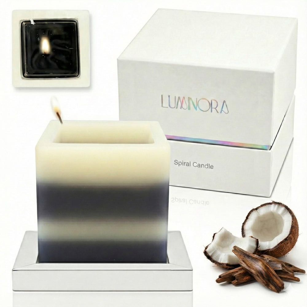 INTERGAZE LUMINORA spiral burn closeup for dramatic ambient lighting and decor appeal.