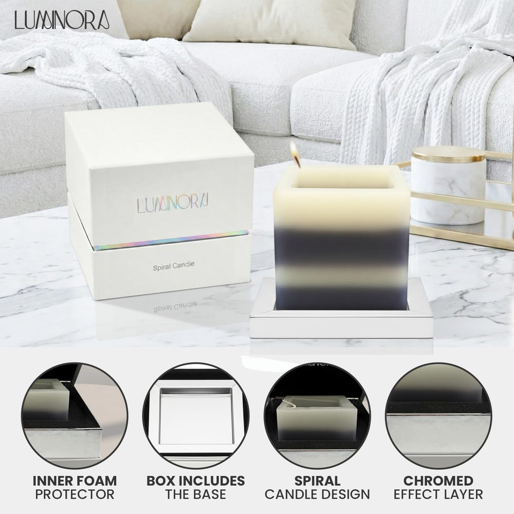 INTERGAZE LUMINORA square spiral design enhances modern decor focal point.