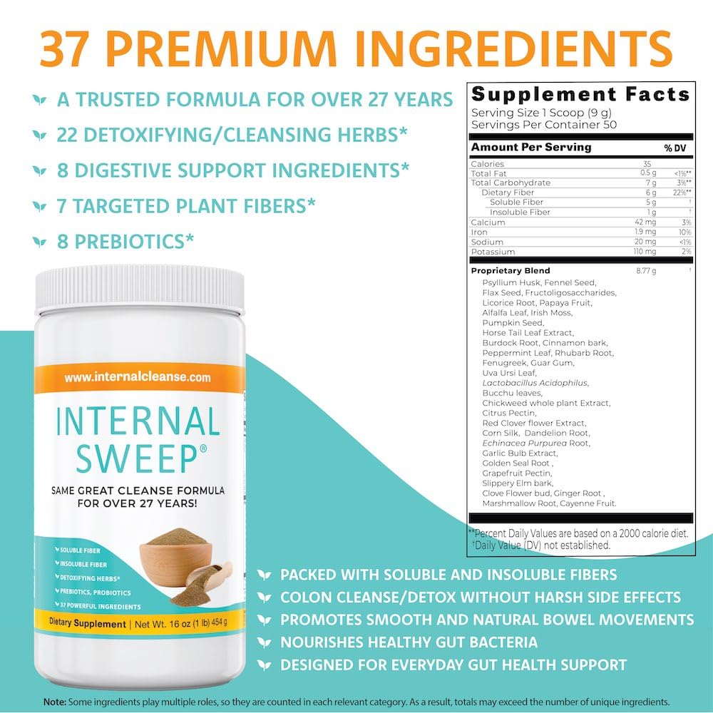 Internal Sweep ingredients blend highlights 37-ingredient formula