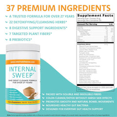 Internal Sweep ingredients blend highlights 37-ingredient formula