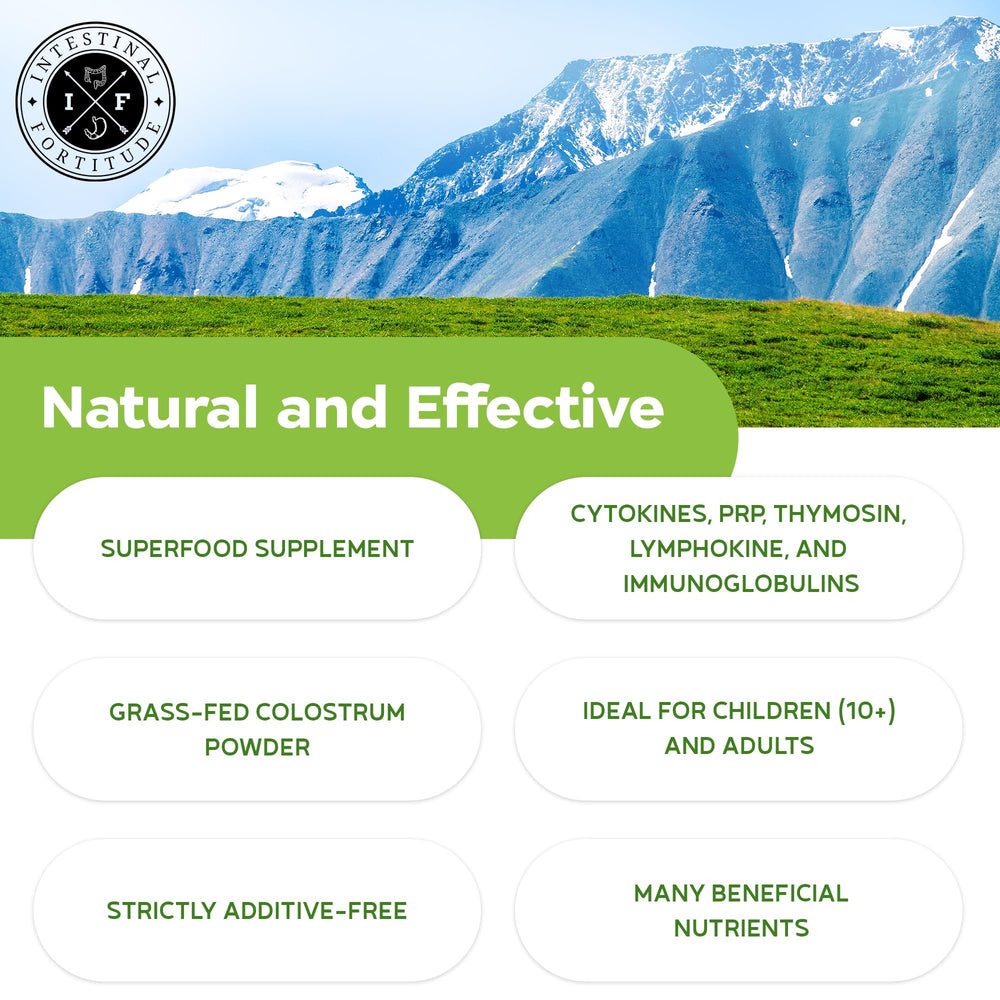 Intestinal Fortitude additive-free label communicates natural sourcing and minimal processing.