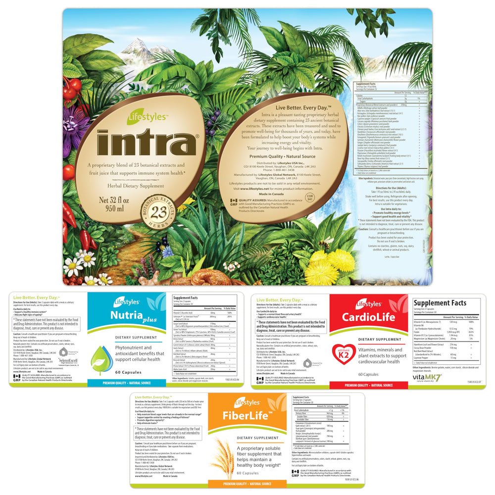 Intra BTpack packaging front view highlighting a full wellness kit.