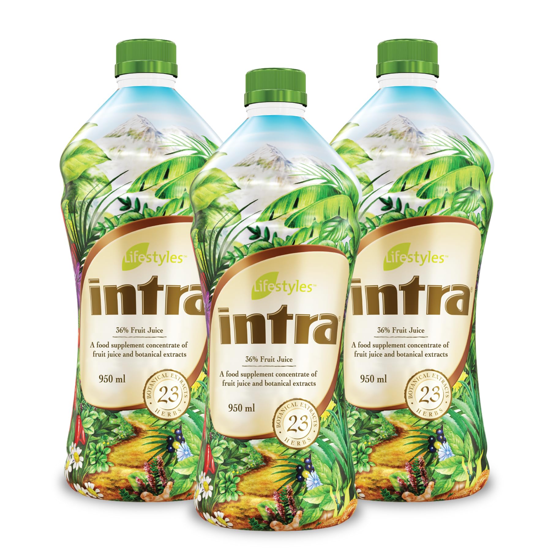 Intra Herbal Juice bottle front view highlighting natural wellness formula for daily use