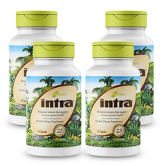 Intra Lifestyles Capsules bottle front, supports immune health and detox naturally.