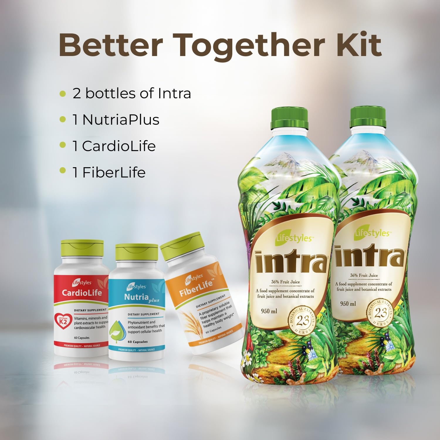 Intra NutriaPlus bottle label emphasizing antioxidant support.
