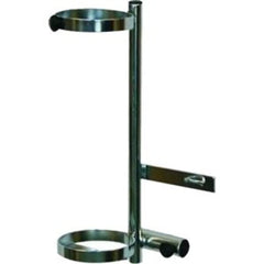 Invacare 1497 oxygen holder back-mount on wheelchair for convenient access.