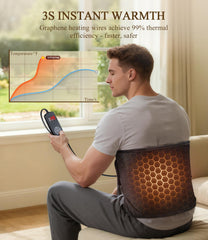 InVarme graphene wrap back heat therapy highlights flexible strap for full coverage.