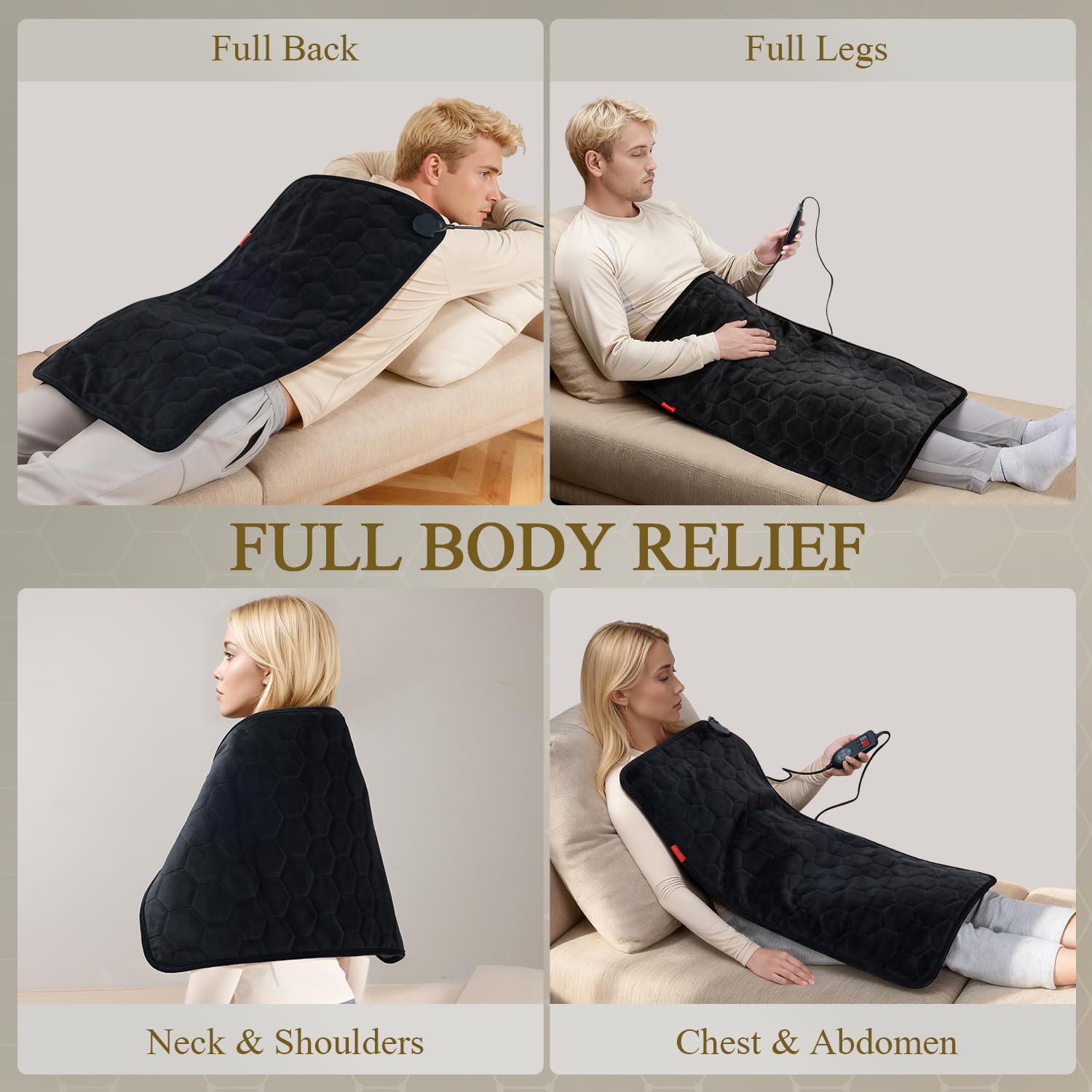InVarme large 33x17 inch area covers back, shoulders, and abdomen.