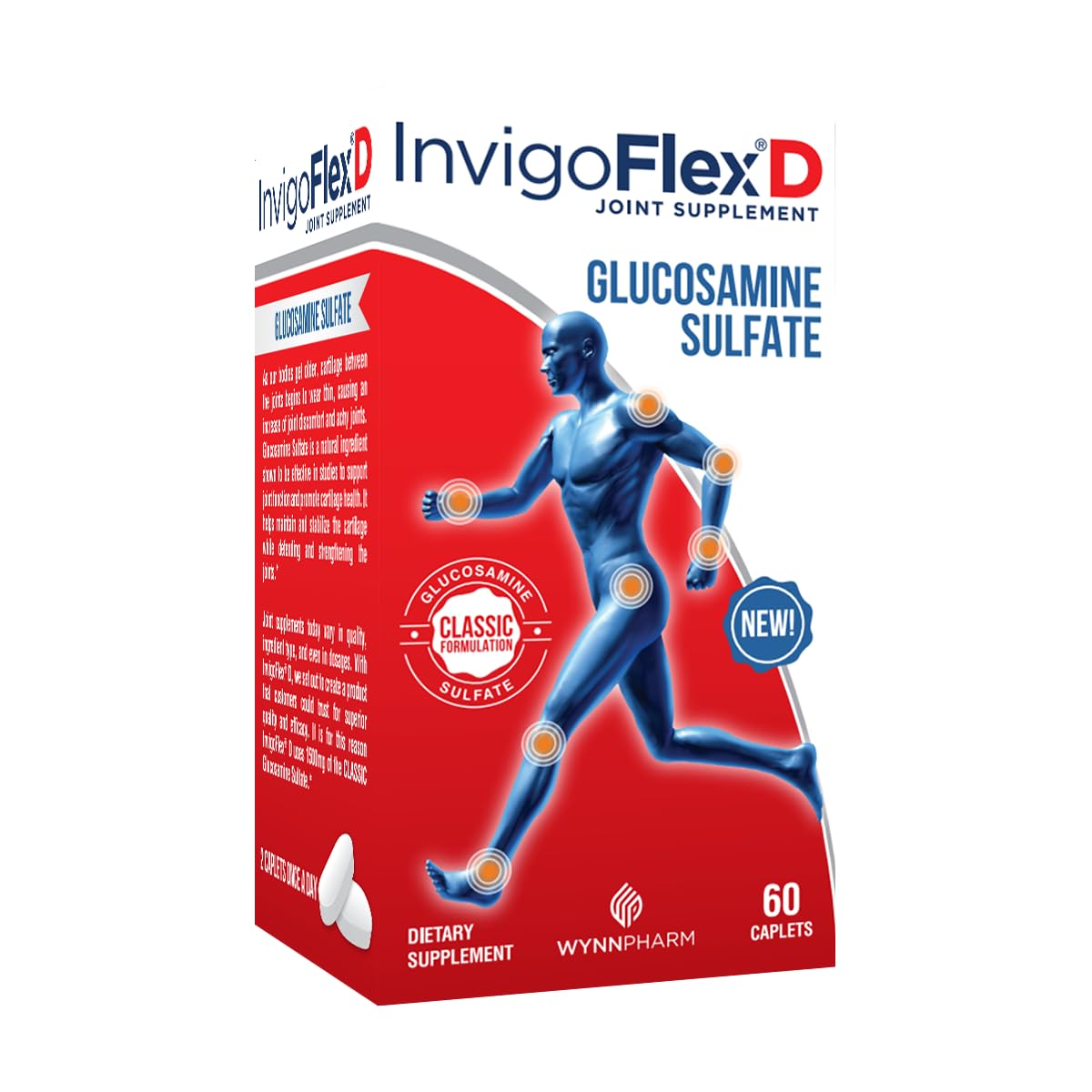 INVIGOFLEX D bottle with caplets for convenient daily joint support.